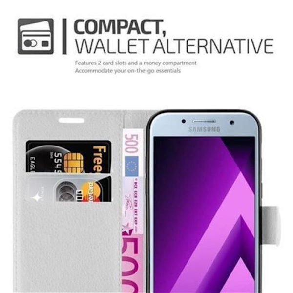 Cadorabo Fodral Samsung Galaxy A5 2017 WHITE Fodral Fodral Fullt skydd Magnetiskt stöd Stativ Kortplats