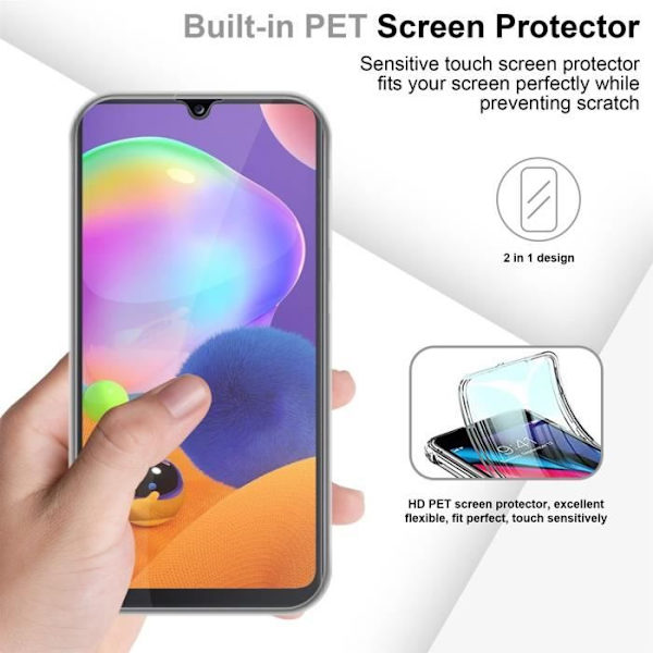 Cadorabo Fodral för Samsung Galaxy A31 i Transparent Fodral 360° Helkroppsskydd Skärmskydd Transparent