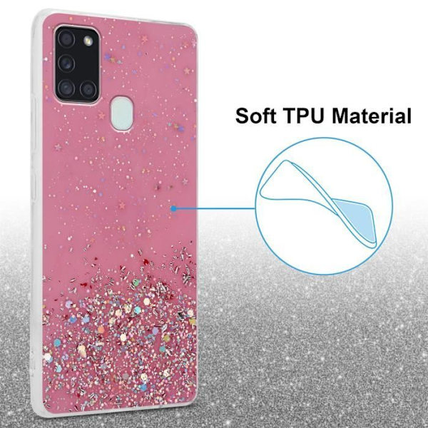 Coque - CADORABO - Samsung Galaxy A21s - Rosa - Pailletter - Skydd i silikon TPU Rosa