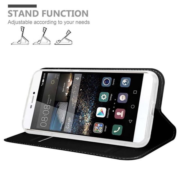Etui för Huawei P8 - CADORABO - KLASSISK SVART - Skyddshölje - Magnetstängning - Ställfunktion KLASSIG SVART