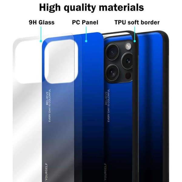 iPhone 15 PRO-fodral i BLÅ - SVART Stötsäker Bicolor design Svart