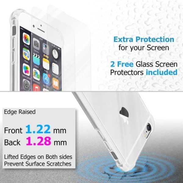 Cadorabo Fodral och 2x härdade skyddsglasögon Kompatibel med Apple iPhone 6/6S i Hybrid Skyddsfodral Cover