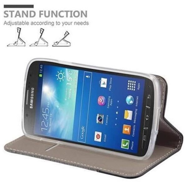 SAMSUNG GALAXY S4 ACTIVE FODRAL I SVART GRÅ BY CADORABO (TYG-PU DESIGN) FULLSTÄNDIG SKYDDSFODRAL MED KLAPP Mörkgrå