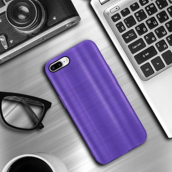 Skal för iPhone 7 PLUS / 7S PLUS / 8 PLUS Borstad Lila Kameraskydd Violett
