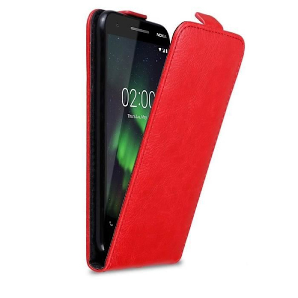 Flip-fodral - CADORABO - Nokia 2.1 2018 - Röd konstläder - Magnetisk stängning - Fullständigt skydd Röd