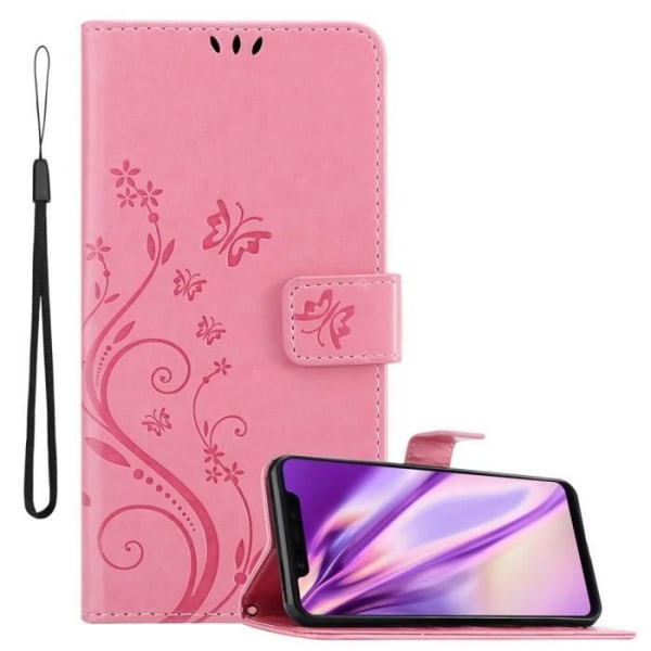 Coque - CADORABO - Xiaomi Mi 8 - Blommönster - Syntetläder - Magnetisk stängning Rosa
