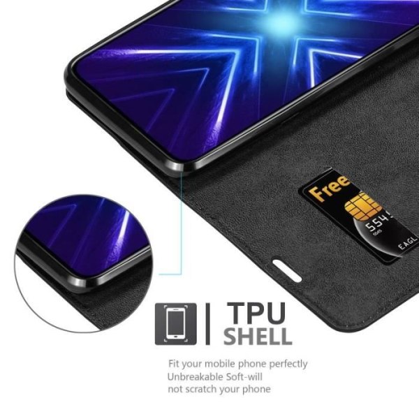 Étui - CADORABO - Honor 9x PRO - Syntetiskt läder - Magnetisk stängning - Ställfunktion Svart