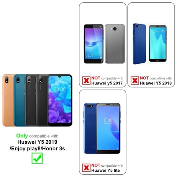 3x Härdat skärmskydd i glas för Huawei Y5 2019 / Enjoy Play 8 / Honor 8S Film skydd i HÖG TRANSPARENS härdat glas Vit