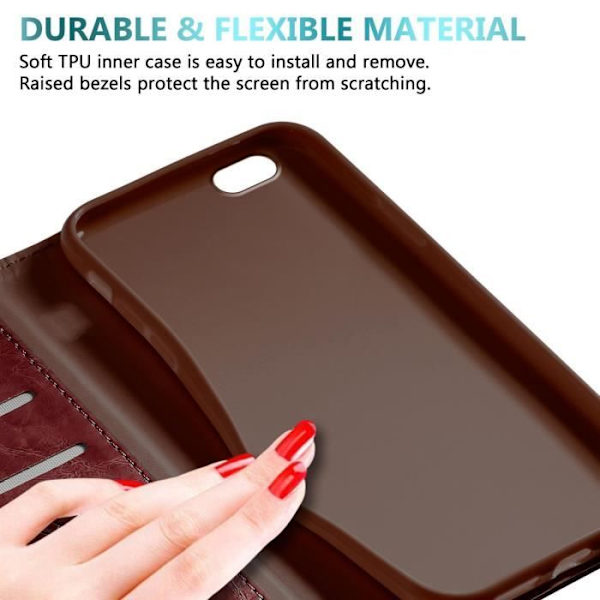 Coque - CADORABO - iPhone 6 PLUS / 6S PLUS - Mörkröd - Bokfodral - Magnetiskt skydd Mörkröd
