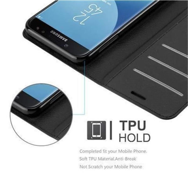 Cadorabo Fodral Samsung Galaxy J3 2017 SVART Fodral Fodral Fullt skydd Magnetlås Stöder Stand Card Slot