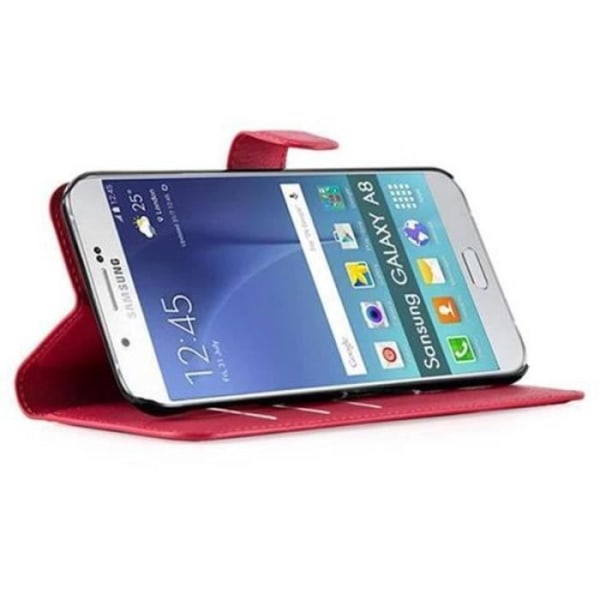 Cadorabo Fodral Samsung Galaxy A8 2015 RÖD Fodral Fodral Fullt skydd Magnetisk Stöder Stand Card Slot