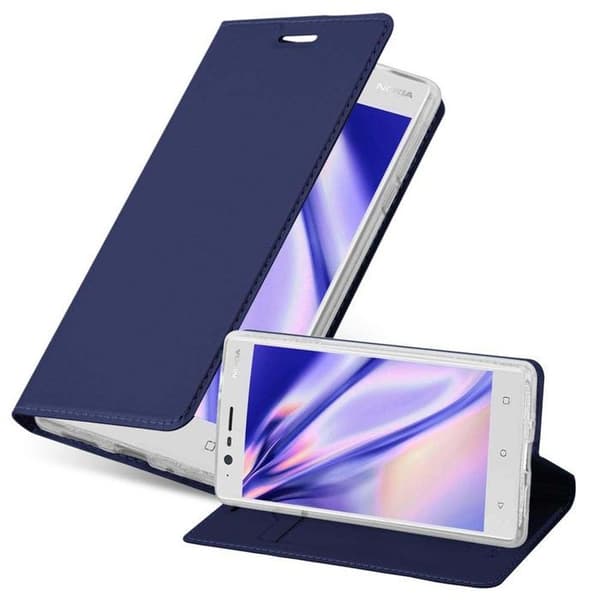 Flip-fodral för Nokia 3 2017 i MÖRKBLAU CLASSY Plånbok Stötsäker Blå