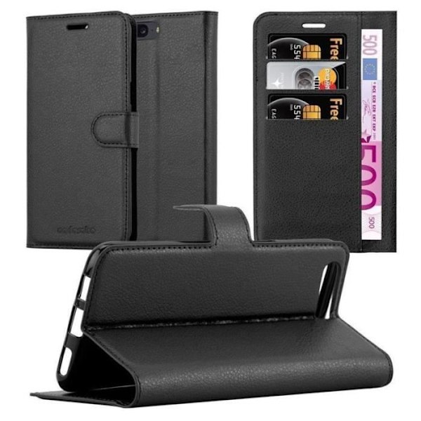 Fodral - CADORABO - OnePlus 5 - Konstläder - Stativfunktion - 3 kortfack Svart