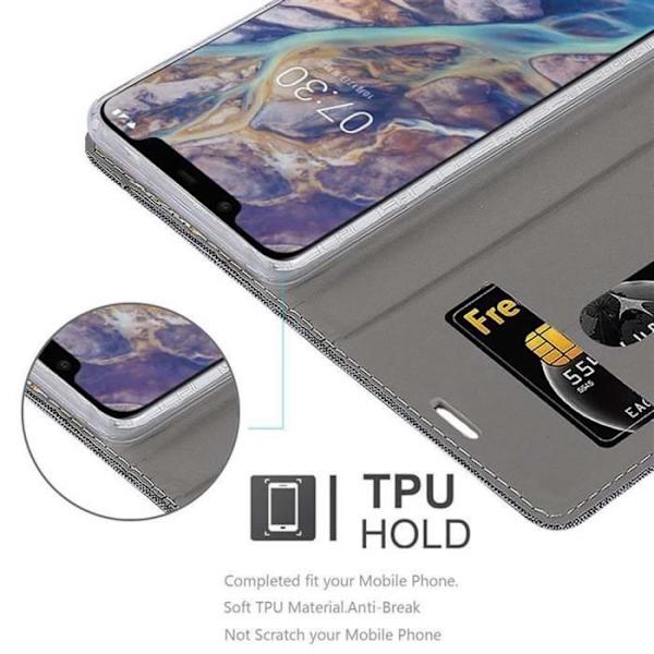 Fodral för Nokia 7.1 PLUS / X7 i GRÅ SVART Cadorabo Cover Protection magnetisk stängning Mörkgrå