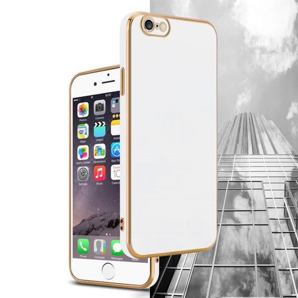 iPhone 6 / 6S Glansig Vit - Guld med skydd för kamera Vit