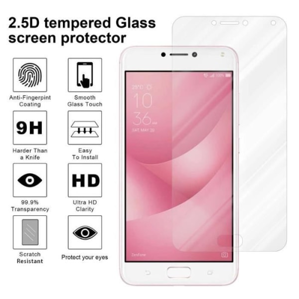 Cadorabo härdat glas Asus ZenFone 4 MAX skärmskyddsfilm härdat skydd för display TRANSPARENT Transparent