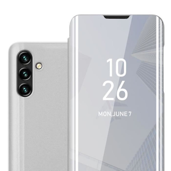 Cadorabo Fodral till Samsung Galaxy A13 5G i SILVER AGATE Clear View Spegelskyddsskydd 360 graders skydd Pengar