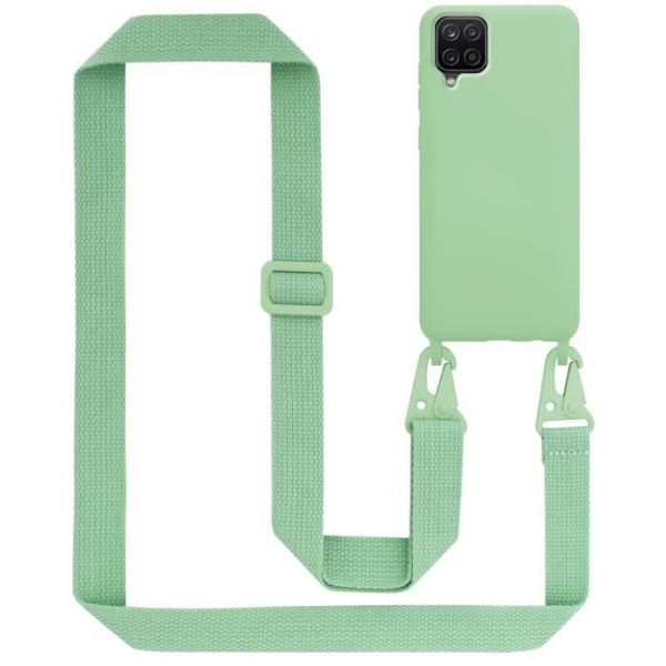 Halsbandsfodral för Samsung Galaxy A12 / M12 Fodral i LIQUID LJUSGRÖN Fodral Modehalsband Moderiktigt fodral Fodral Silikon Justerbar