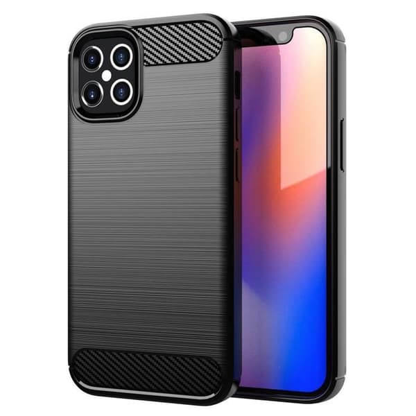 Skal för iPhone 12 PRO MAX Borstad Svart Kolfiber Design Svart