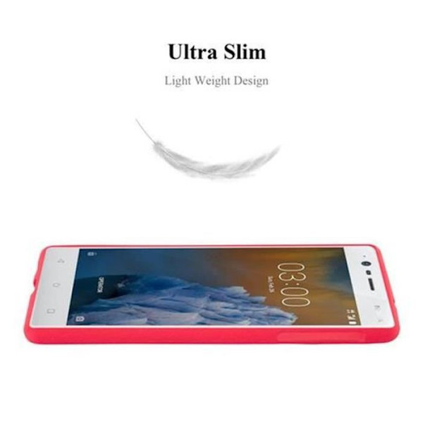 Nokia 3-fodral i RED FROST av Cadorabo (FROST Design) Ultratunt mjukt silikongel TPU-fodral med anti-chock – fodral