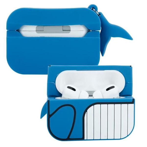 Cadorabo Fodral för Apple AirPod PRO 2 Blue Whale Design Portabelt Silikonhörlursfodral 3D Nyckelring