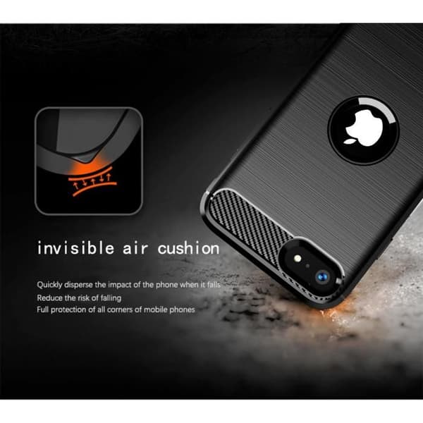 iPhone SE 2020 Fodral Borstad Svart Kolfiber Design Svart