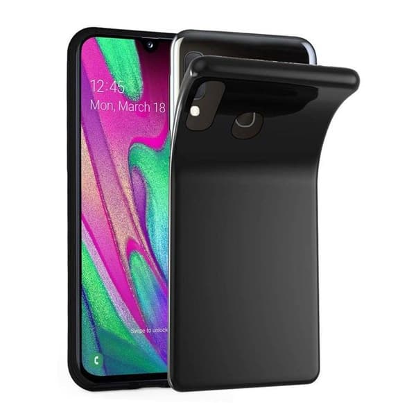 Transparent stötsäker silikonfodral för Samsung Galaxy A40 Svart
