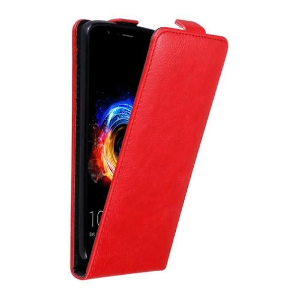 Coque - CADORABO - Honor 8 PRO - Syntetiskt läder - Röd - Magnetisk stängning Röd