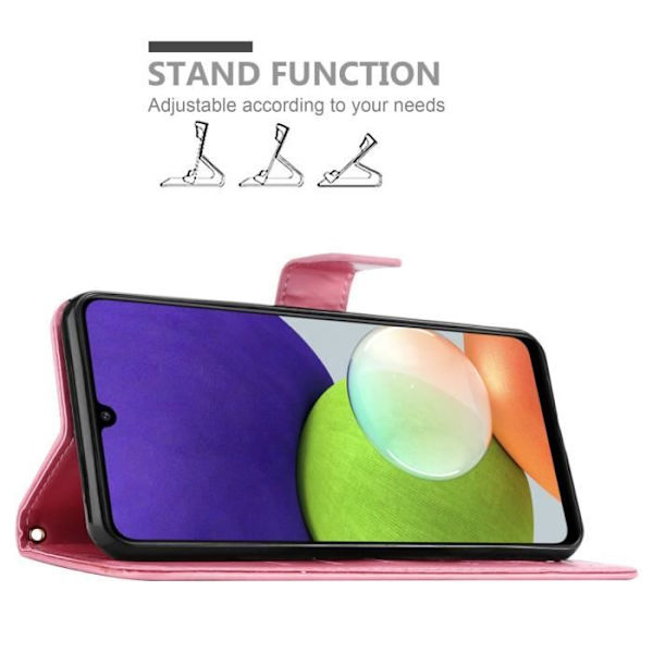 Coque - CADORABO - Samsung Galaxy A22/M22/M32 4G - Similicuir - Rosablommor - Plånbok med ståfunktion Rosa blommig