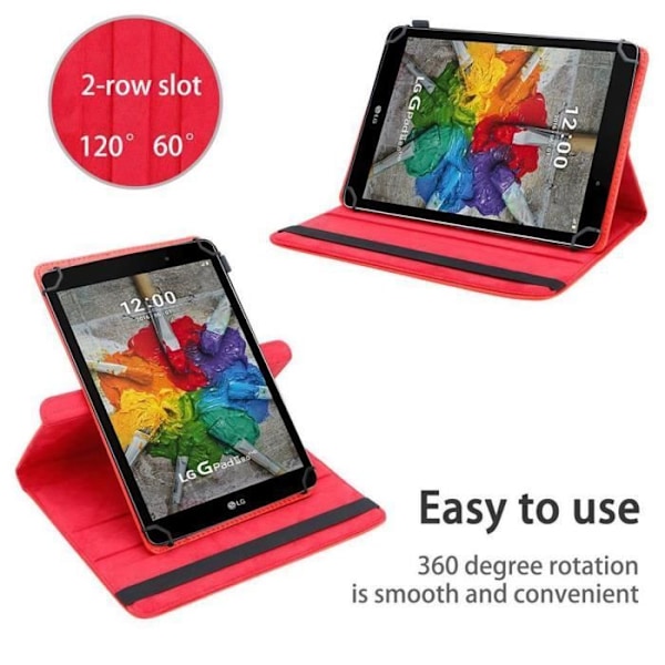 Tablettfodral - CADORABO - LG G Pad 3 - Röd - Imiterat läder - 360° skydd Röd