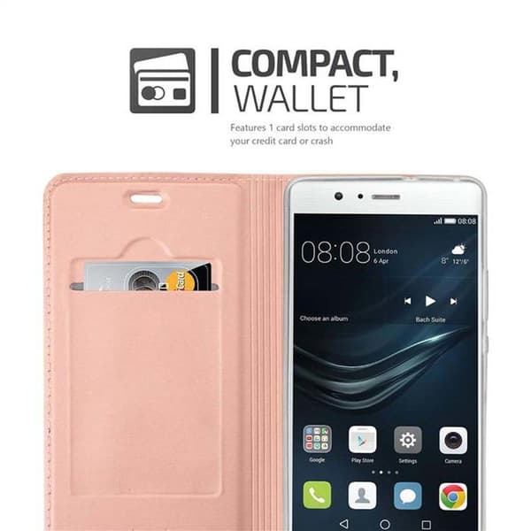 Fodral med lock för Huawei P9 LITE 2016 / G9 LITE Etui i KLASISKT ROSÉ GULD Plånbok Stötsäker Ros