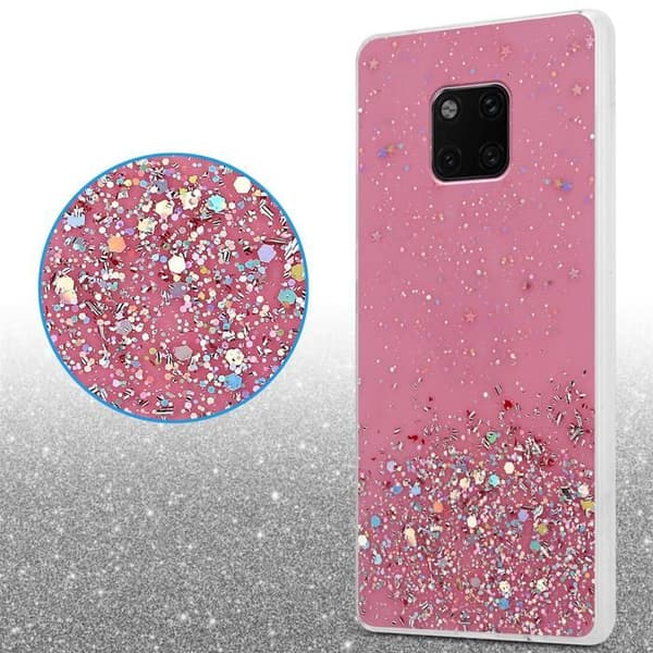 Skal för Huawei MATE 20 PRO Rosa med Glitter Skydd Design Glittrig Ros