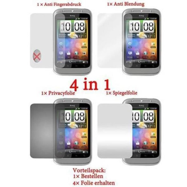 Cadorabo - 4x skärmskydd för > HTC WILDFIRE S < (Retålig - Sekretess, Anti-Spy - Spegelfilm -