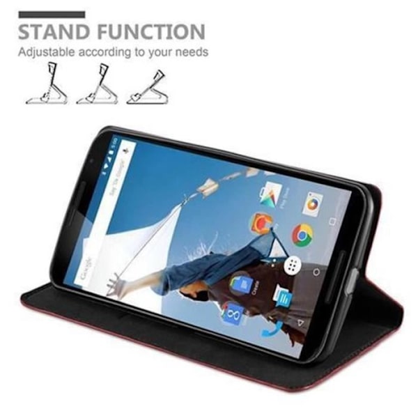 Cadorabo Google NEXUS 6 Fodral APPLE RED OVISIBLE MAGNETISK STÄNGNING Fodral Fodral stöder stativ och kortplats