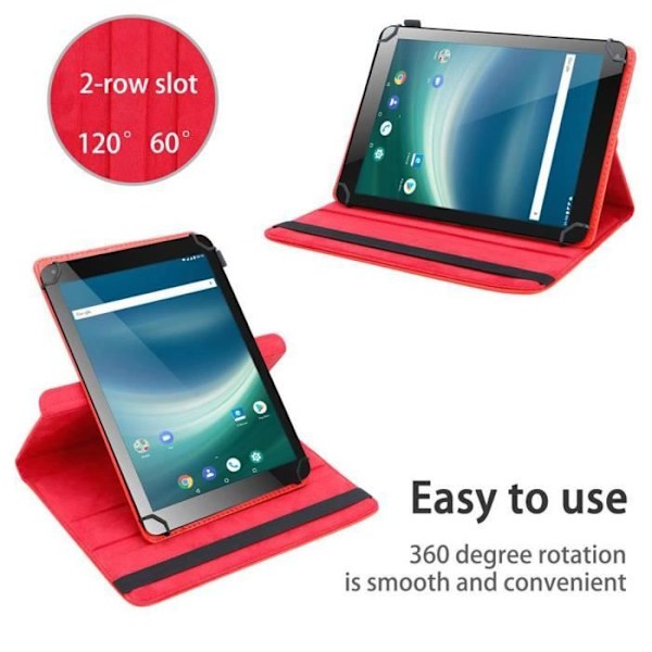 Tablettfodral - CADORABO - Odys Note Tab PRO - Röd - Imiterat läder - 360° skydd Röd
