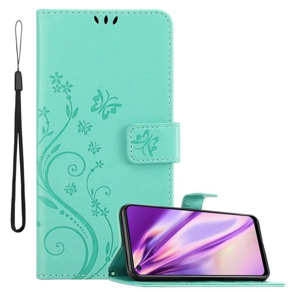 Fodral med lock för Realme 6 4G / 6s Turquoise Blommig Skydd Design Blommig Plånbok Blå
