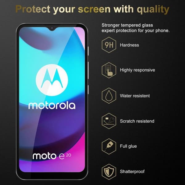 3x Härdat Glas för Motorola MOTO E20 / E30 / E40 Skärmskydd Svart