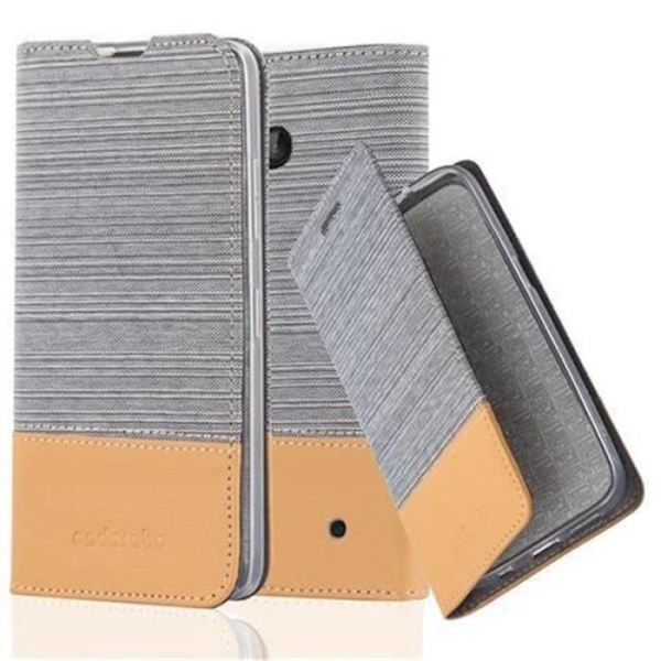 Nokia Lumia 640 Fodral i LJUSGRÅ BRUN från Cadorabo (TYG-LEATHERETTE Design) Fullt skyddsfodral med Flip Flip