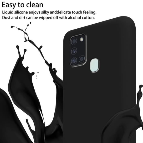 Halsbandsfodral för Samsung Galaxy A21s Fodral i LIQUID BLACK Modehalsbandsfodral Justerbart silikonfodral