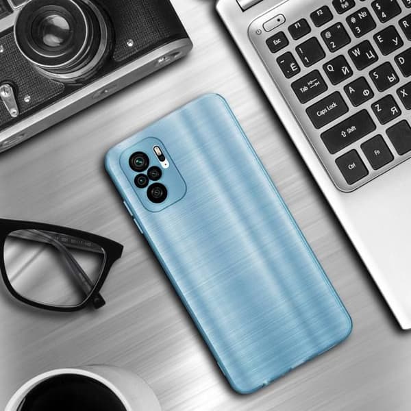 Skyddsfodral för Xiaomi RedMi NOTE 10 4G / RedMi NOTE 10S Borstad Turkos Kameraskydd Blå