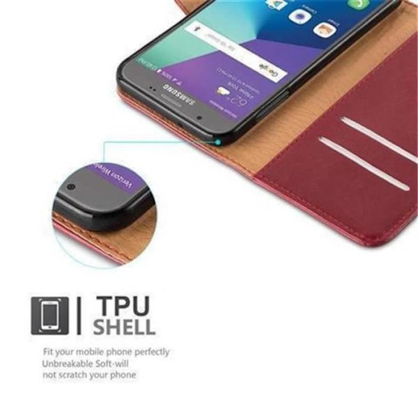 Samsung Galaxy J3 2017 (7) Fodral US Version i CHERRY RED av Cadorabo (LYXdesign) Helt skyddsfodral med flipskydd