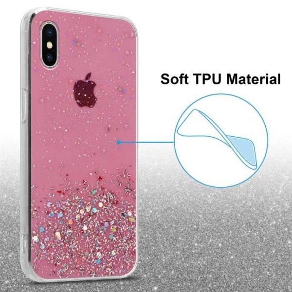 Fodral för Apple iPhone XS MAX Fodral i rosa med glitterfodral Skyddande silikon TPU Glitter paljetter