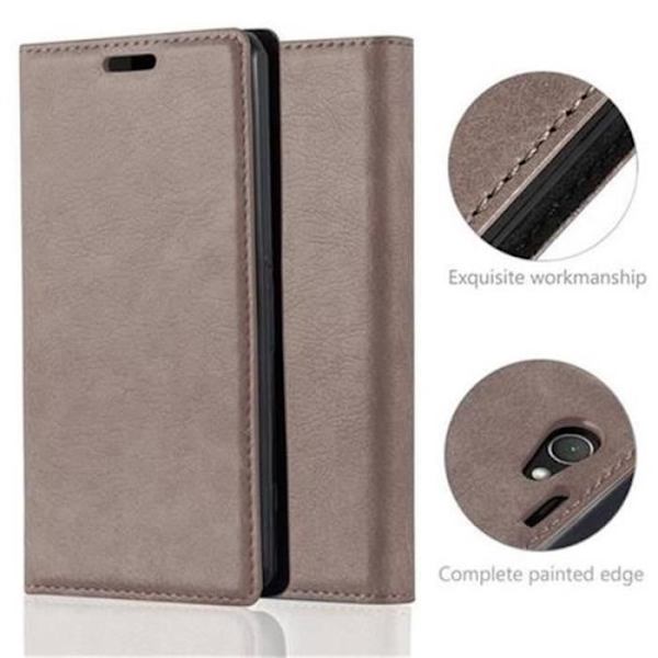 Cadorabo Sony Xperia Z1 KOMPAKT KAFFEBRUNT Fodral Osynlig magnetisk STÄNGNING Fodral Fodral Stöder stativkortplats
