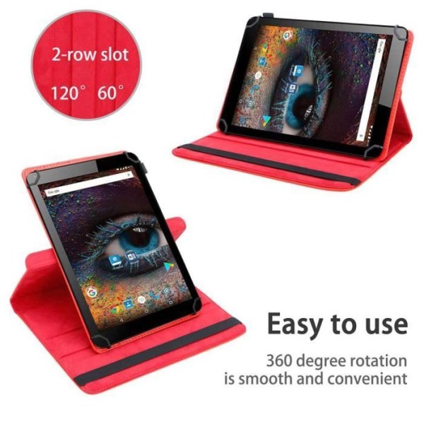 Cadorabo Tablet Case för Odys Falcon 10 PLUS i rött 360 graders skyddsfodral Stativ i konstläder