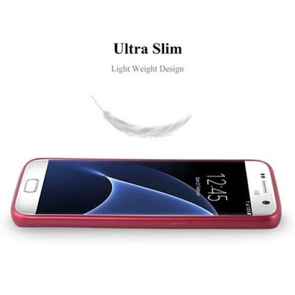 Samsung Galaxy S7 Fodral i METALLIC RED från Cadorabo (METALLIC MATT Design) Ultratunt mjukt silikongel TPU-fodral med