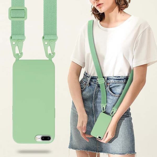 Skal för iPhone 7 PLUS / 7S PLUS / 8 PLUS med axelrem i LIQUID LIGHT GREEN och justerbar snodd Grön