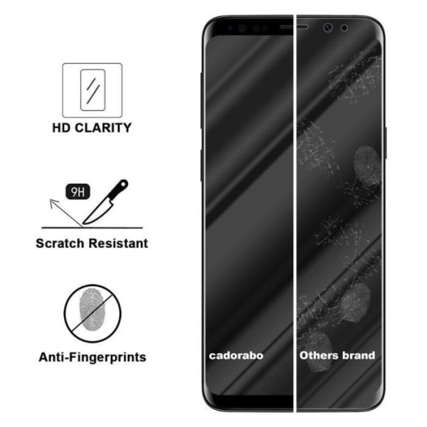 Härdat glas för Samsung Galaxy S9 TRANSP, SVART filmskydd Samsung Galaxy S9 komplett skärm Samsung Galaxy S9 härdat display