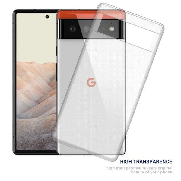 Transparent stötsäker silikonfodral för Google PIXEL 6 Vit