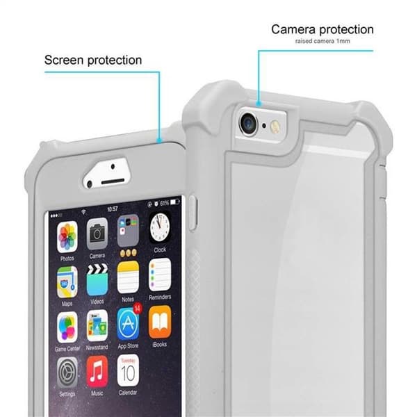 iPhone 6 / 6S-fodral i GRÅ BIRK TPU-silikon och akrylglasbaksida Grå