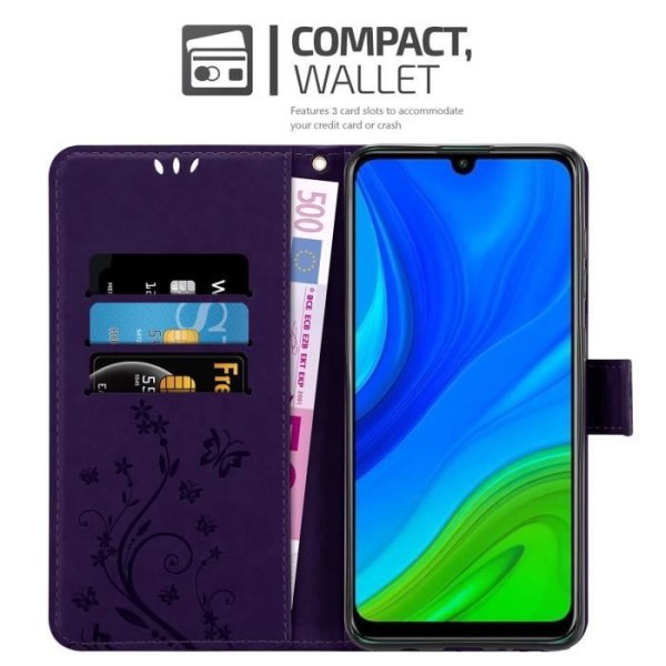 Fodral till Huawei P SMART 2020 Fodral i DARK LILAC FLORAL Fodral Fodral Skydd Blommig plånbok Lila